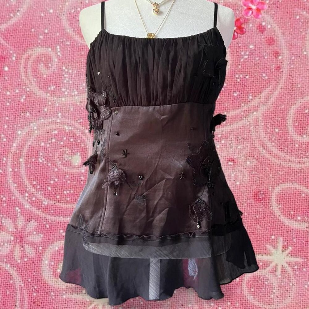 New Look Black Embellished Beaded Corset Fairy Top